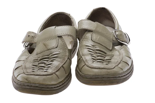 Nesne Üzerinde Beyaz Hasarlı Eski Ayakkabı — Stok fotoğraf