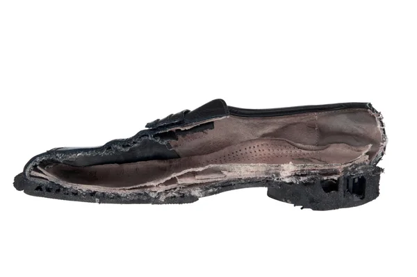 Beschädigte Schuhe isoliert auf weißem Hintergrund — Stockfoto