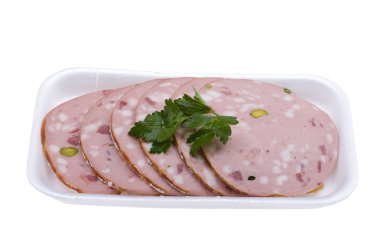 Object on white - food sliced sausage