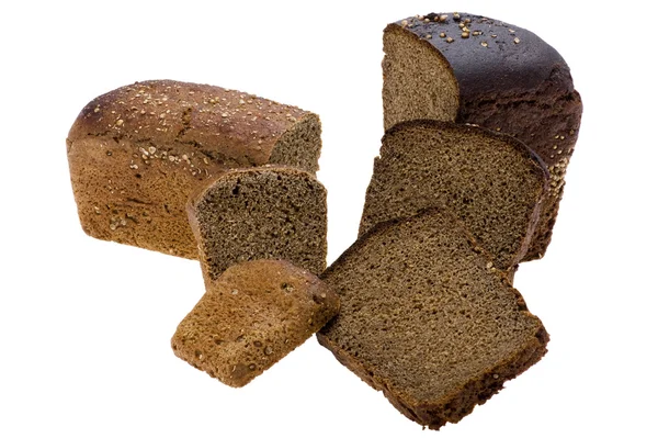 Corte de pan negro en blanco — Foto de Stock