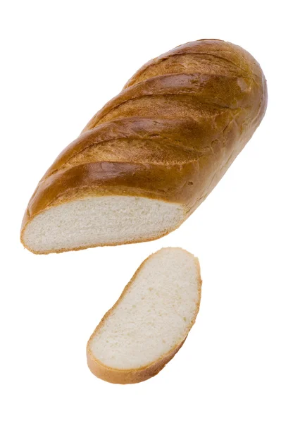 Bílý chléb izolovaných na bílém pozadí — Stock fotografie