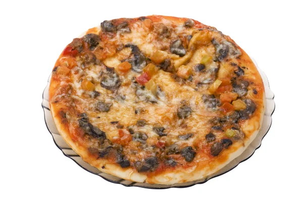 Objeto Sobre Branco Pizza Fatias Alimentos — Fotografia de Stock