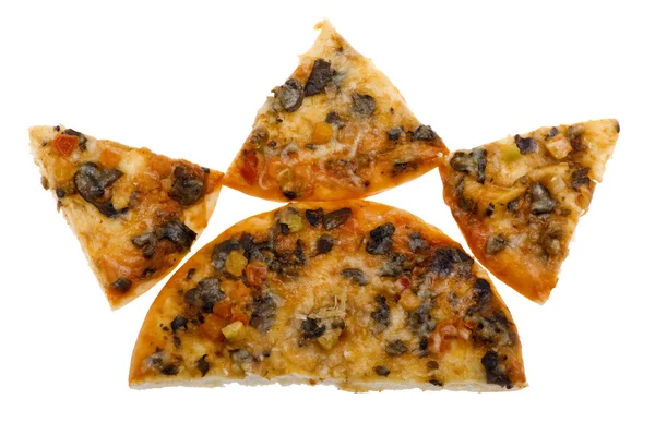 Close-up van pizza op witte achtergrond — Stockfoto