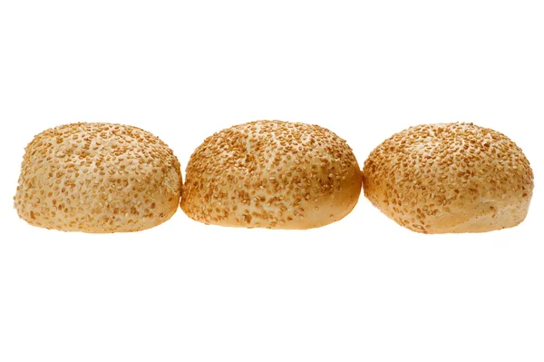 Objeto Sobre Branco Pão Com Sementes Sésamo — Fotografia de Stock