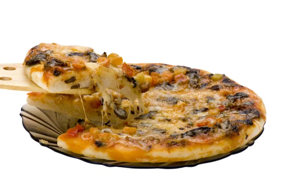Snijd pizza macro — Stockfoto