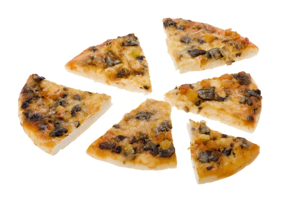Pizza en rodajas en blanco —  Fotos de Stock