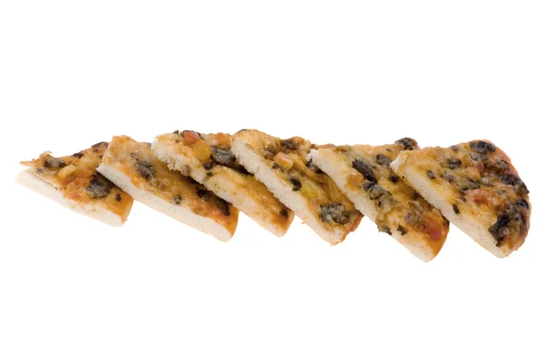 Nesne Üzerinde Beyaz Yiyecek Pizza Dilimlenmiş — Stok fotoğraf