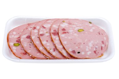 Object on white - food sliced sausage