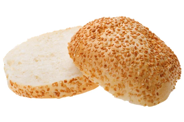 Objeto Sobre Branco Pão Com Sementes Sésamo — Fotografia de Stock