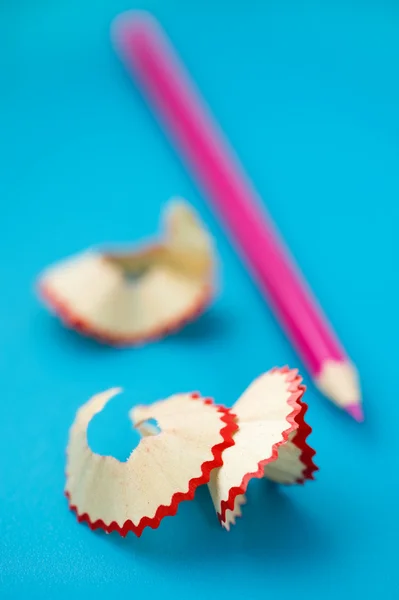 Object Blue Pencil Shavings Close — Stock Photo, Image