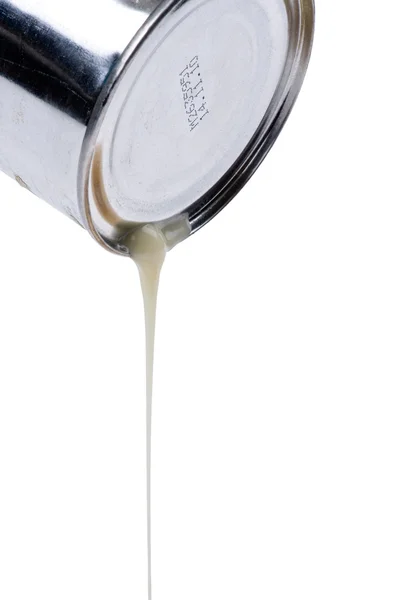 Canned milk macro — Stock Photo, Image