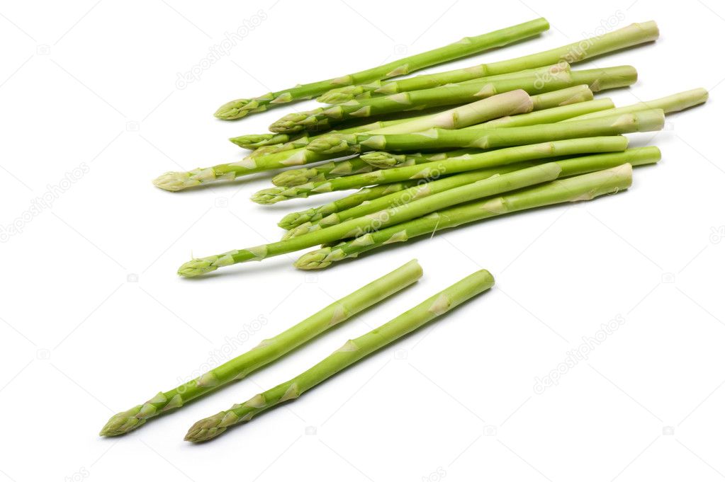 object on white - food asparagus close up