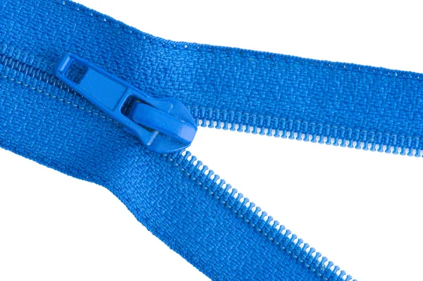 Blue sewing zipper — Stock Photo, Image