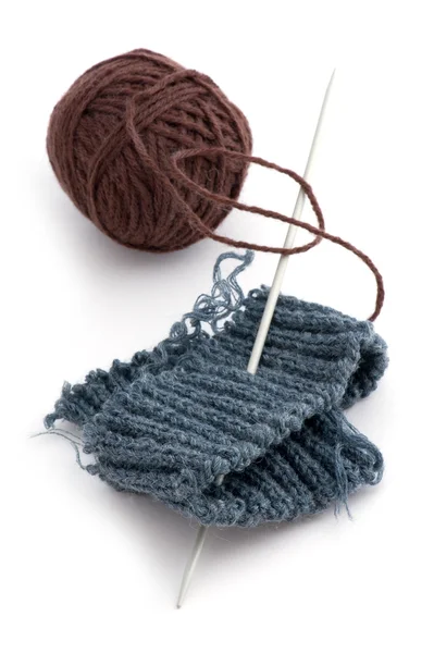 Yarn with knitting needle close up — Stock Photo, Image