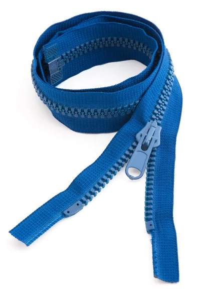 Blauwe zip macro — Stockfoto