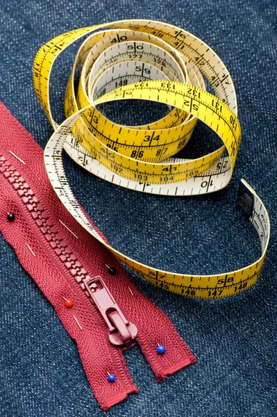 Stitch zipper on jeans — Stock Photo, Image