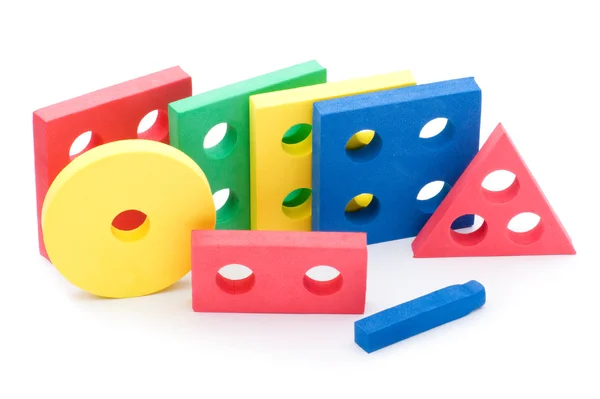 Geometrische speelgoed voor kinderen op wit — Stockfoto