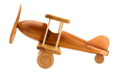 Wooden toy airplane close up clipart