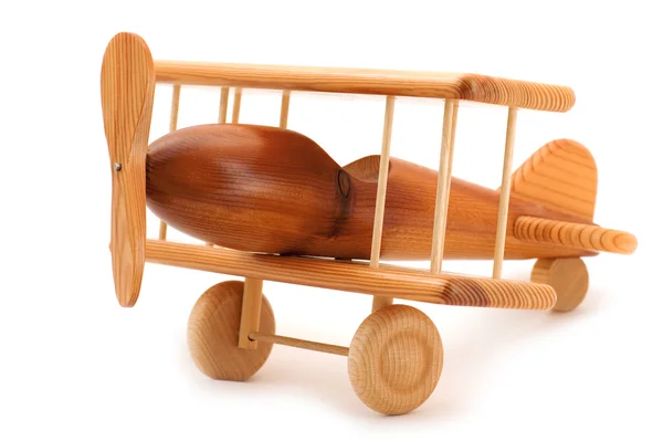 나무로 되는 장난감 비행기 스톡 이미지