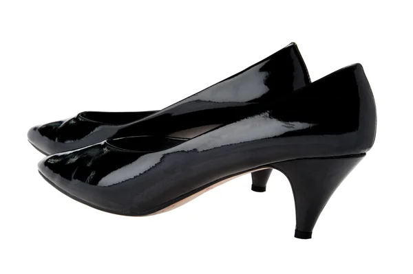 Black leather shoes close up — Stock Photo, Image