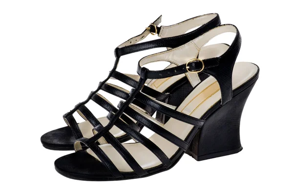 Black leather shoes macro — Stock Photo, Image