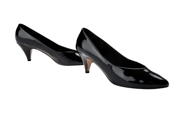 Zapatos de cuero negro en blanco —  Fotos de Stock