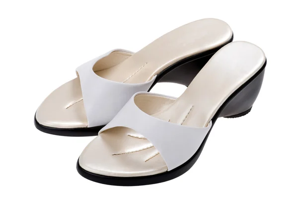 White leather shoes close up — Stock Photo, Image