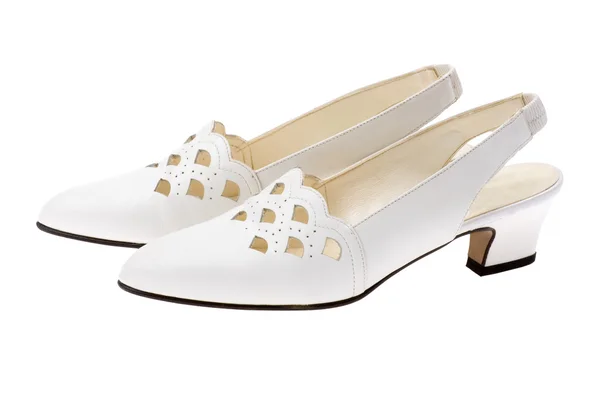 Zapatos de cuero blanco aislados en blanco —  Fotos de Stock