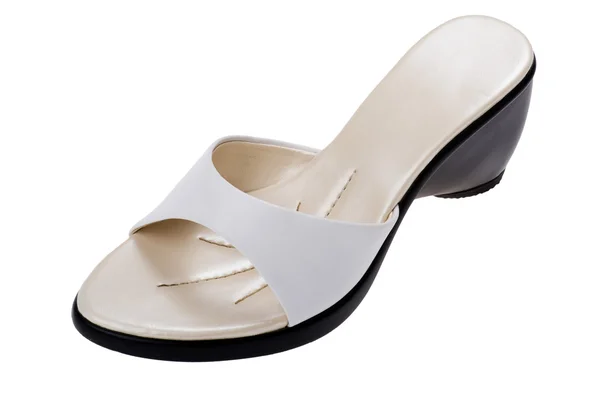 Άσπρα δερμάτινα παπούτσια μακροεντολή — Φωτογραφία Αρχείου