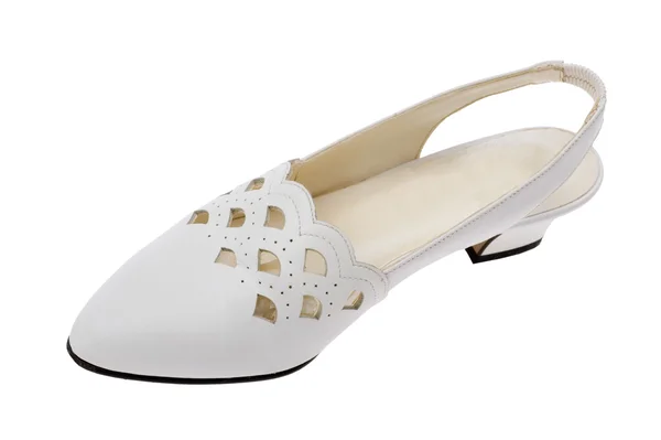 Біле шкіряне взуття на білому — стокове фото