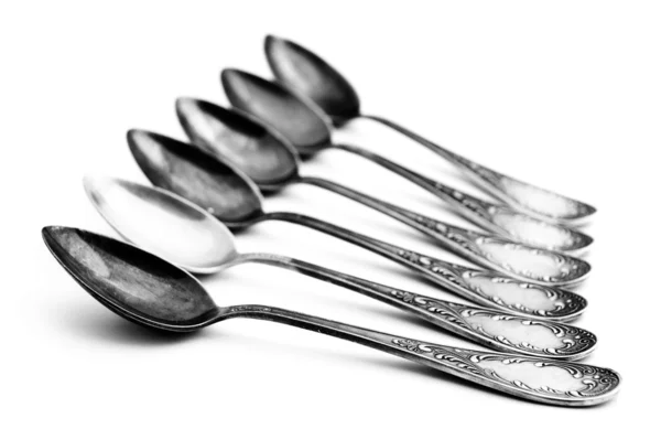Antique silver spoon close up — Stock Photo, Image