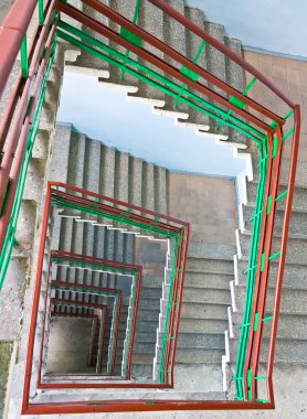 Spiral staircase from top view. clipart