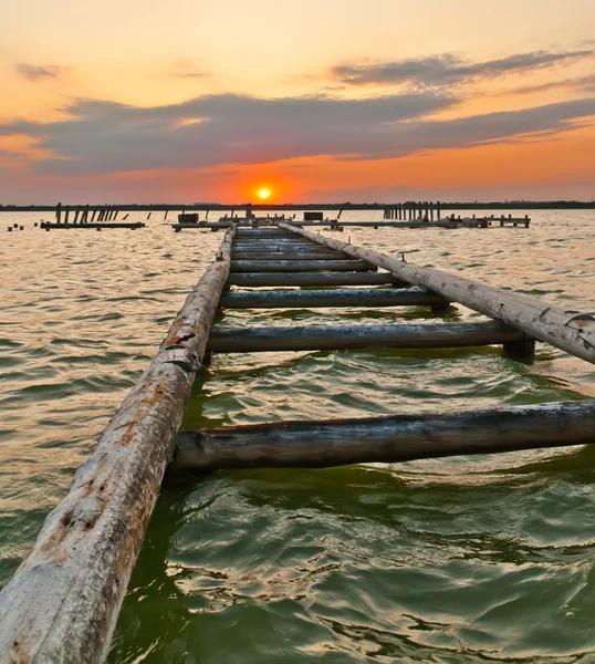 Sunset Jetty Direção Pôr Sol — Fotografia de Stock