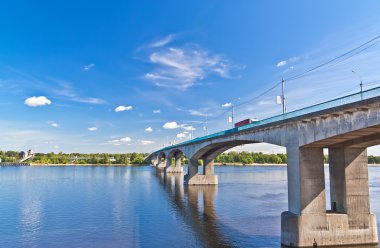 Bridge on the Volga river clipart