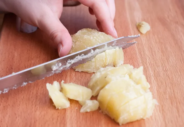 Cut potato for salad — Stock Photo, Image