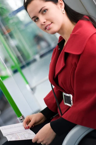 기차에 여자 — 스톡 사진