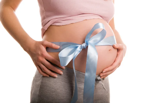 Mulher grávida esperando um menino — Fotografia de Stock