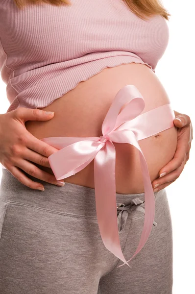 Zwangere vrouw verwacht een meisje van de baby — Stockfoto