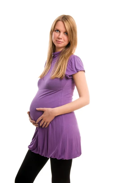 Schöne junge schwangere blonde Mädchen — Stockfoto