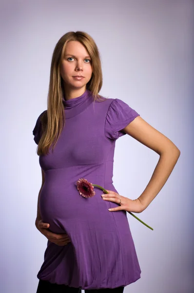 Красива молода вагітна блондинка — стокове фото