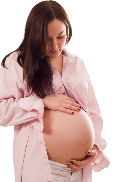 Portret radosny piękne kobiety w ciąży — Zdjęcie stockowe