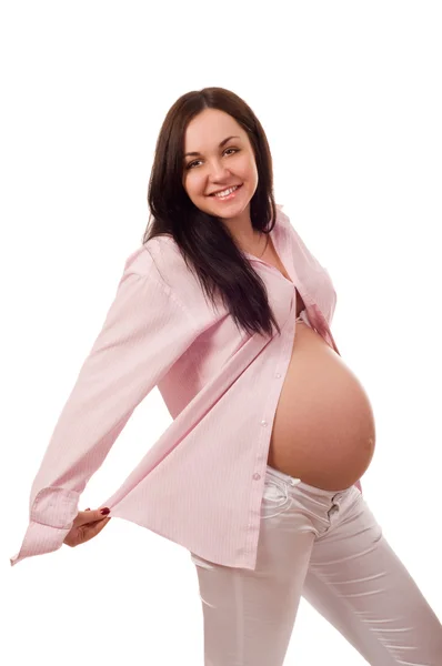Portret radosny piękne kobiety w ciąży — Zdjęcie stockowe
