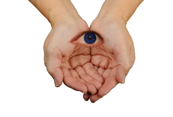 Eye in Palm of your hands. — Stock Photo, Image