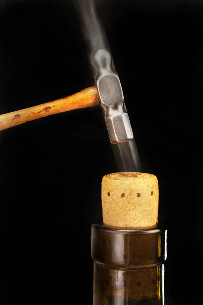 Hammering Cork In. — Stock Photo, Image