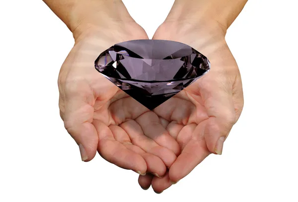 Diamant i handen. — Stockfoto