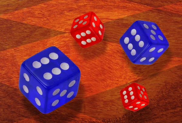 Lucky red and blue dice. — Stock Photo, Image