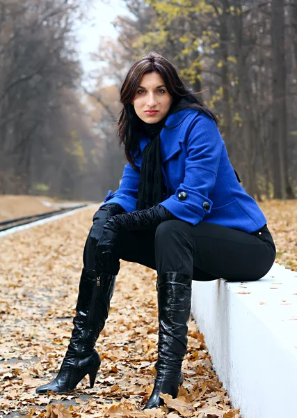 stock image Young woman in the autumn park