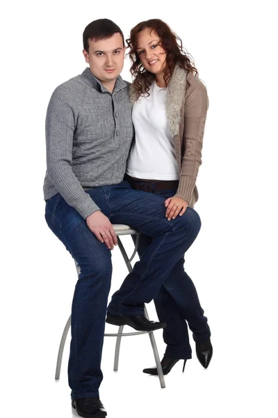 Young Lovely Couple Isolated White Background — Stock Photo, Image