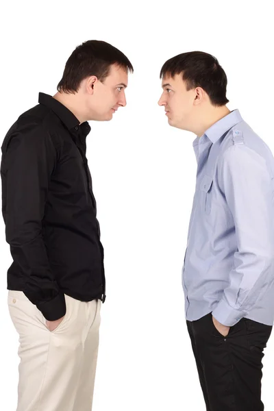Two Guys Looking Each Other White Background — Stock Photo, Image