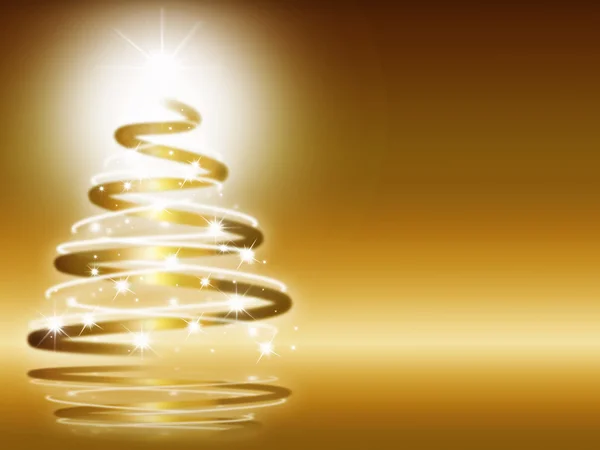 Abstract Kerstmis drie op gouden achtergrond — Stockfoto